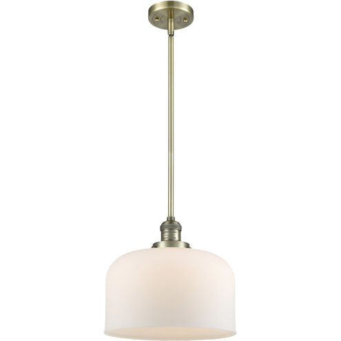 Franklin Restoration Bell LED 12 inch Antique Brass Mini Pendant Ceiling Light in Matte White, Franklin Restoration
