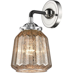 Nouveau Chatham 1 Light 6 inch Black Polished Nickel Sconce Wall Light in Mercury Glass, Nouveau