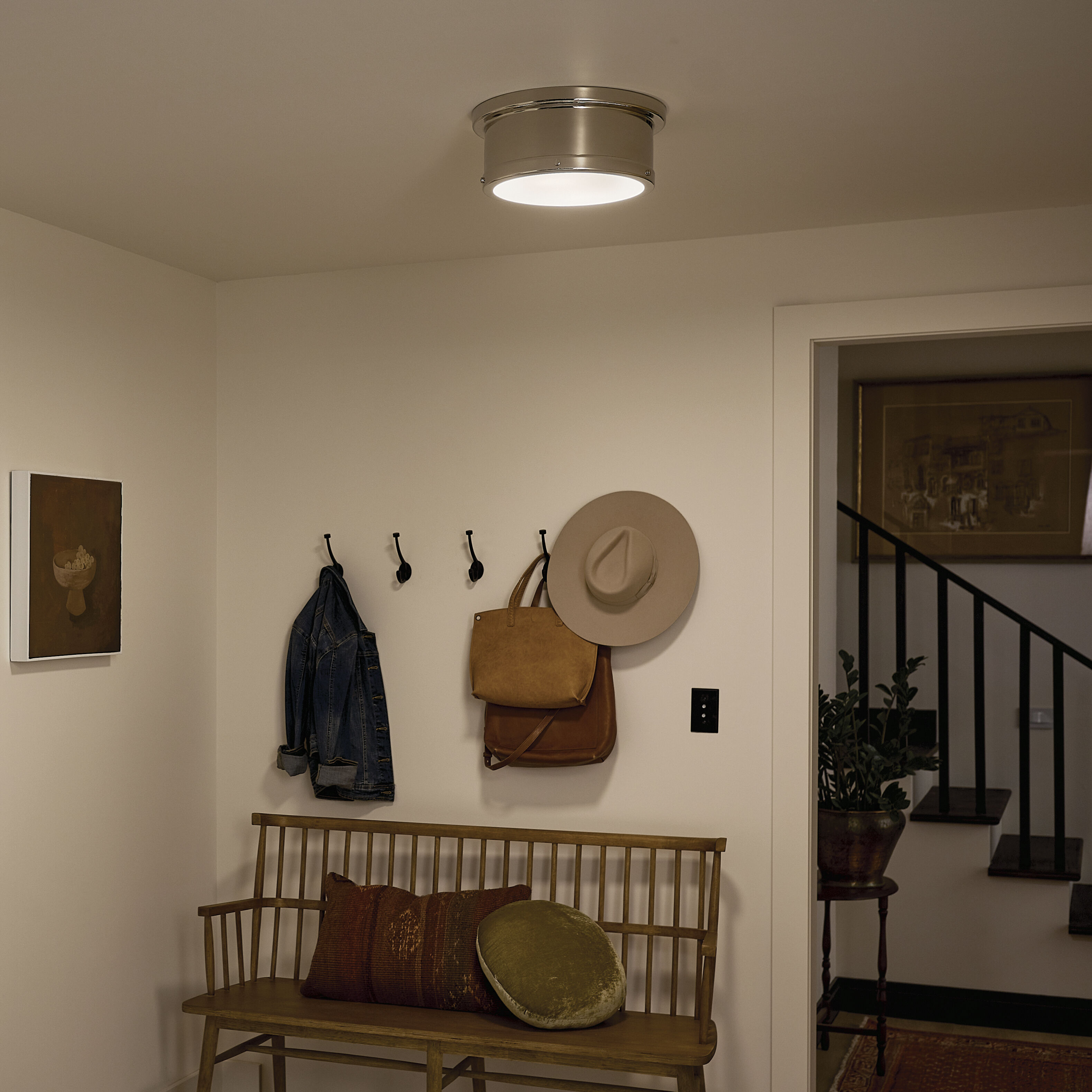 Serca 2 Light 14.25 inch Polished Nickel Flush Mount Ceiling Light