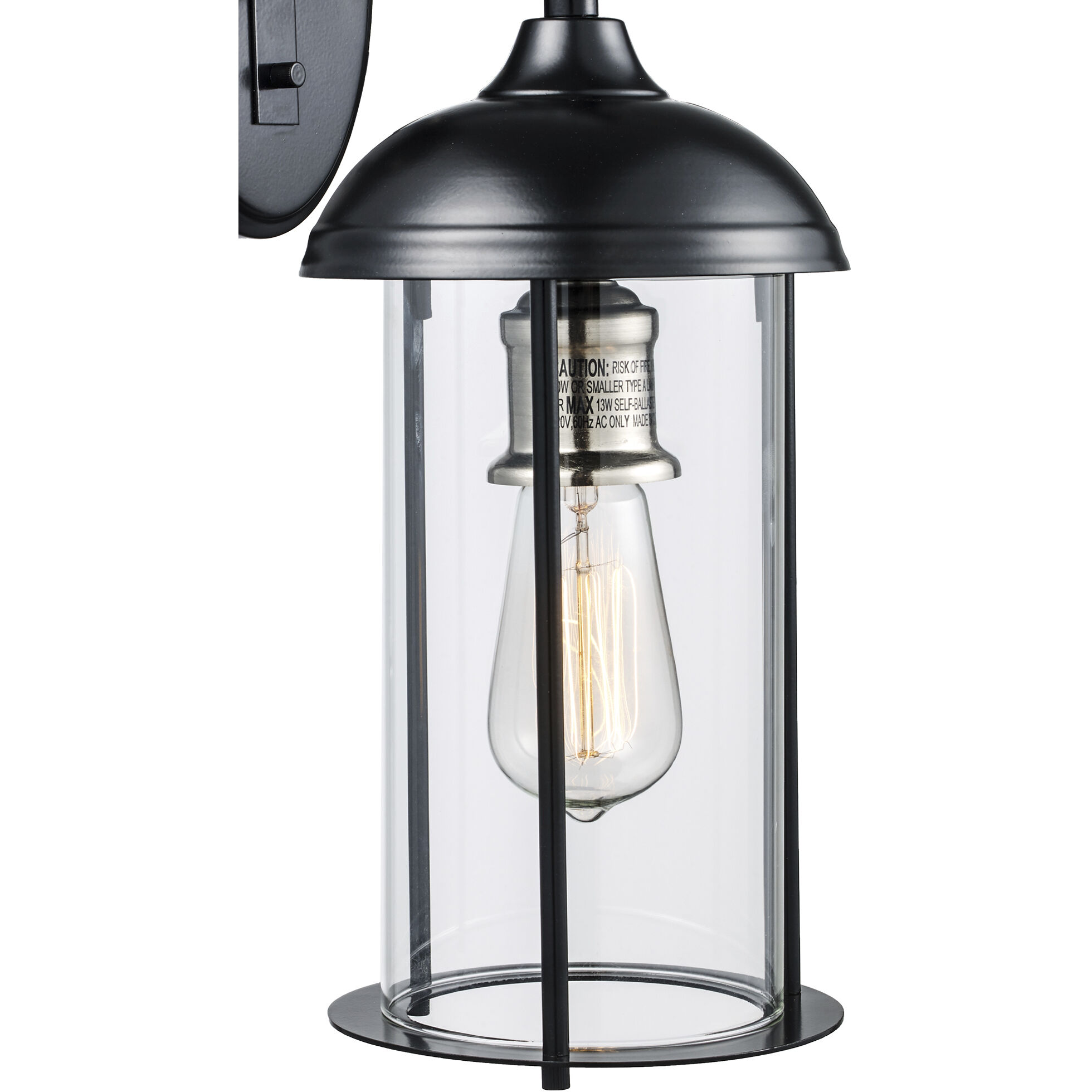 Blues 1 Light 17 inch Black and Brushed Nickel Outdoor Wall Lantern