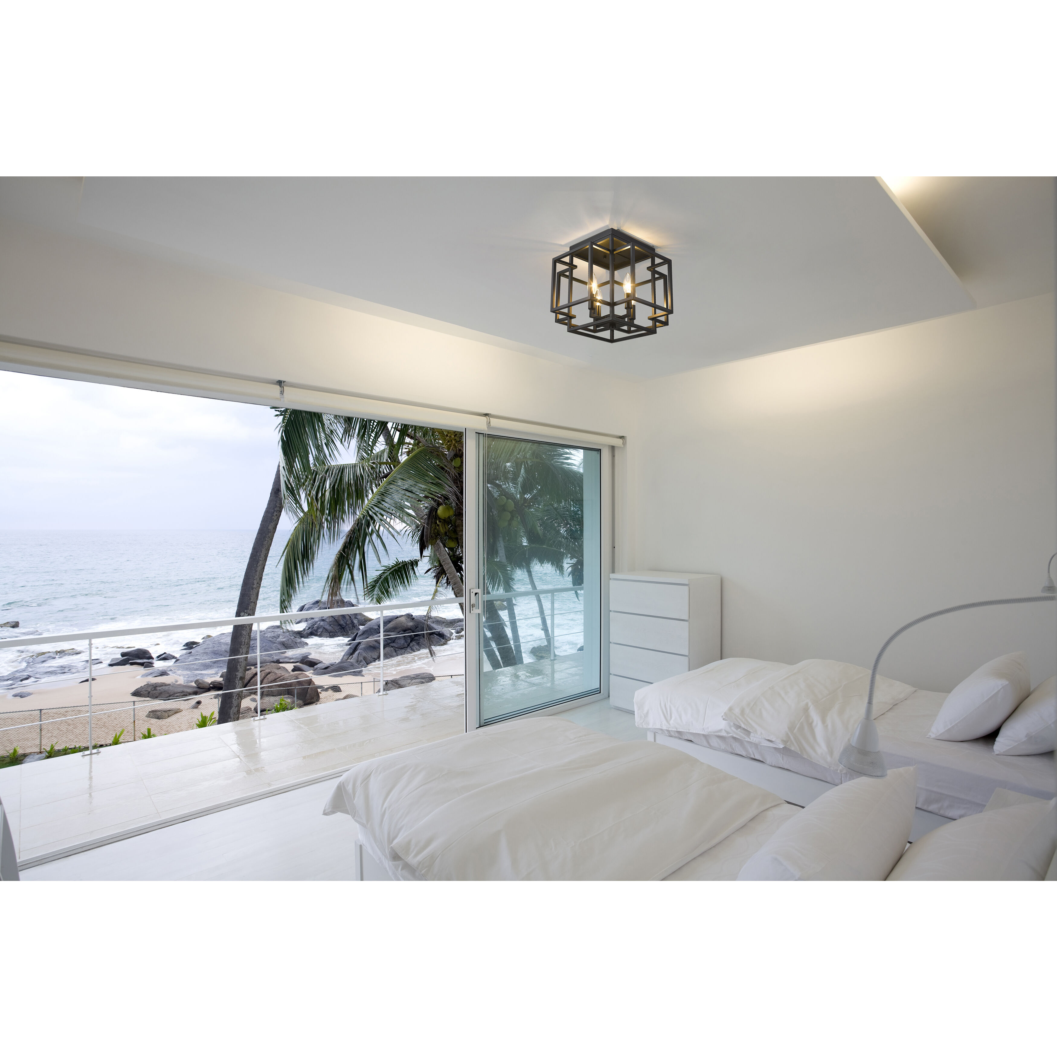 Titania 4 Light 14 inch Matte Black Flush Mount Ceiling Light in 6