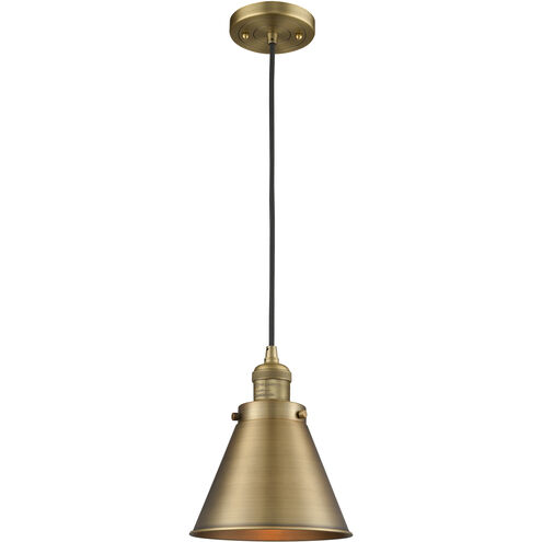Franklin Restoration Appalachian 1 Light 8 inch Brushed Brass Mini Pendant Ceiling Light in Incandescent, Franklin Restoration