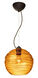 Wave 1 Light Bronze Pendant Ceiling Light in Amber Wave Glass