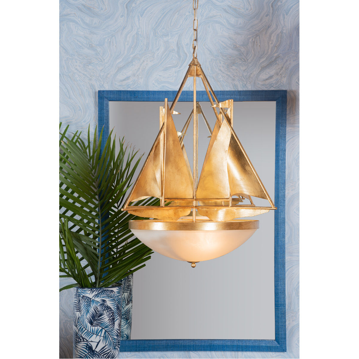 Wildwood 3 Light 30.5 inch Antique Gold Leaf/Frosted Chandelier Ceiling Light