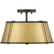 Clarke 2 Light 15 inch Black with Lacquered Dark Brass accents Foyer Light Ceiling Light, Semi-flush Mount