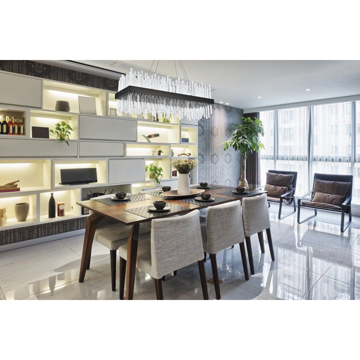 Dallas 20 Light 36 inch Black Linear Chandelier Ceiling Light 