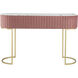 Pleated 47 X 17 inch Pink and Gold and White Console Table