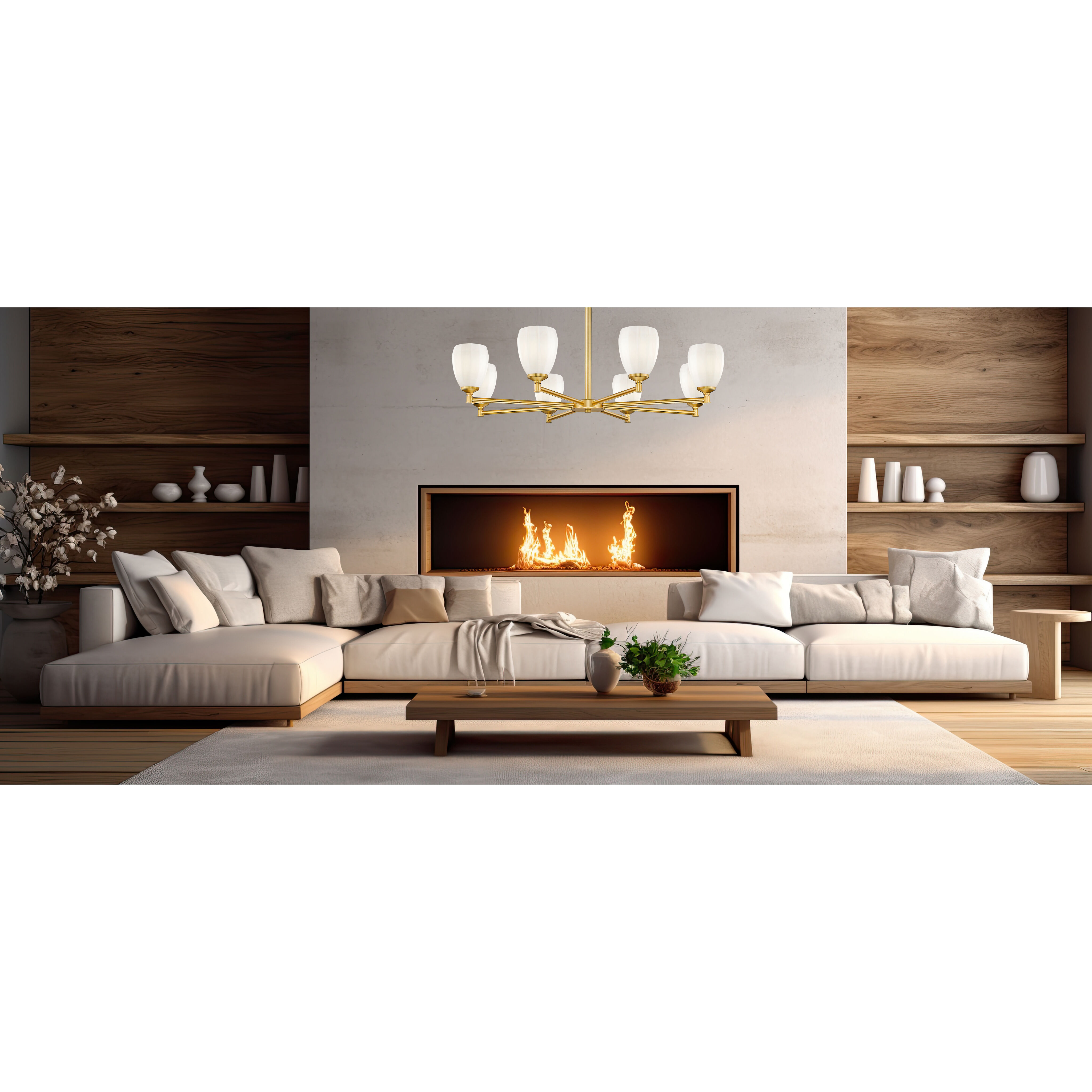 Oren 8 Light 42 inch Modern Gold Chandelier Ceiling Light