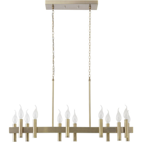 Collette 12 Light 32 inch Antique Brass Linear Pendant Ceiling Light in Brushed Brass