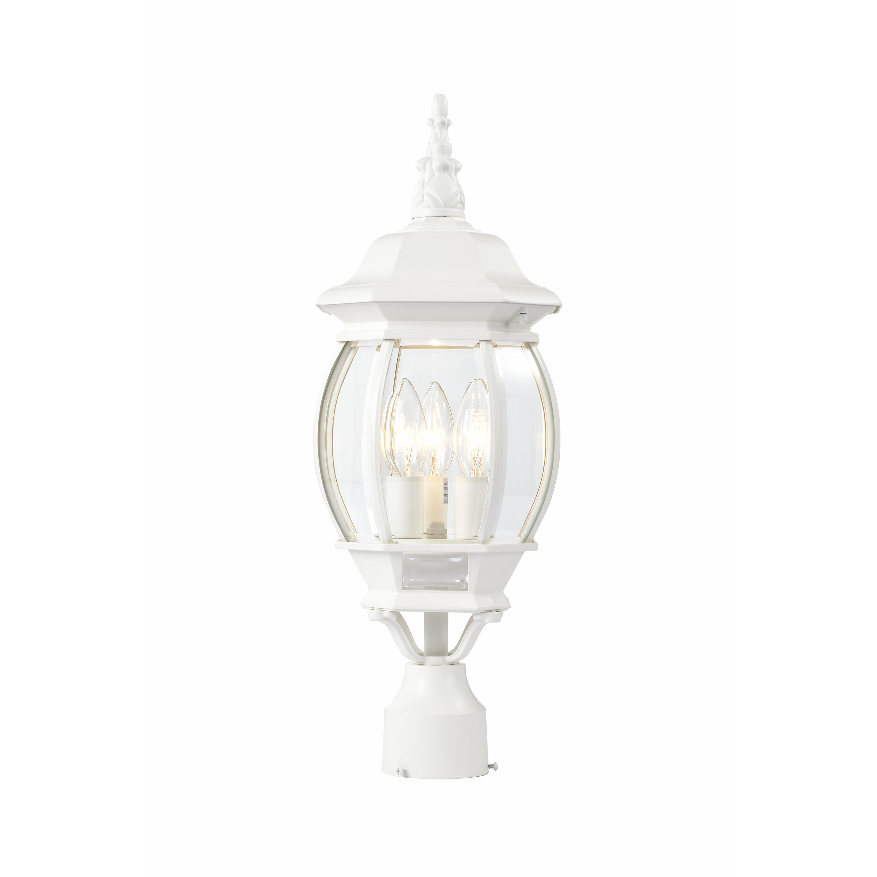Central Park 3 Light 21 inch White Outdoor Post Lantern
