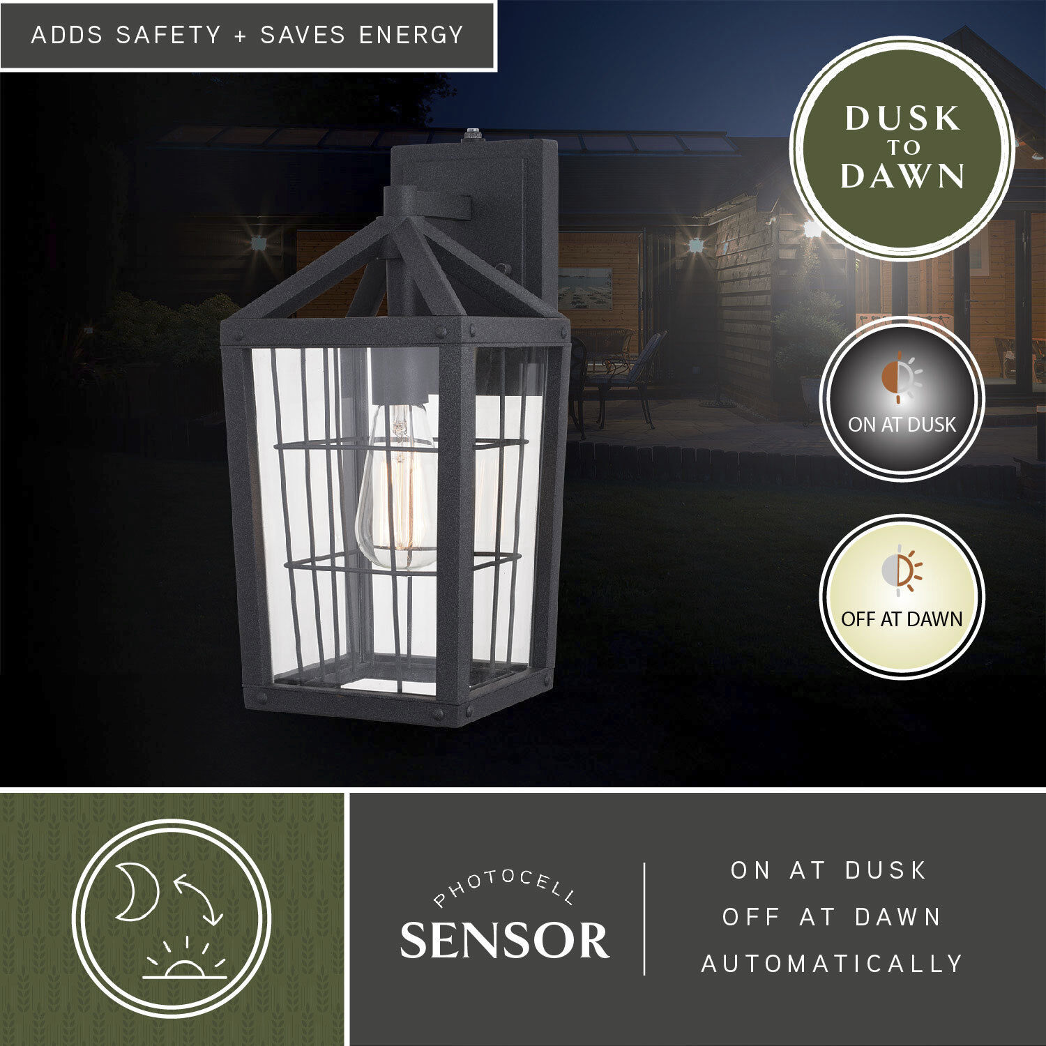 Gage LED 15 inch Volcanic Black Outdoor Wall