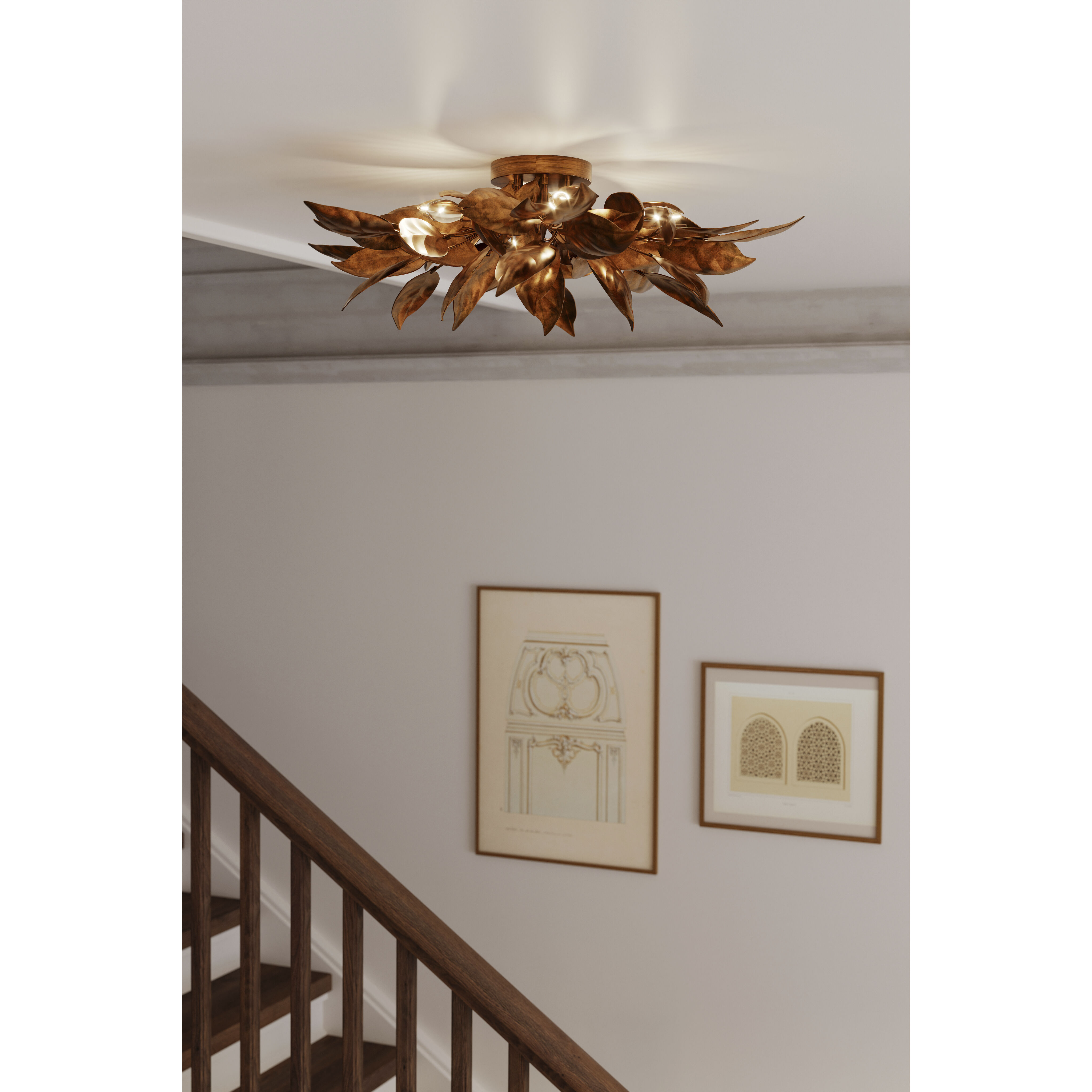 Seraphine 6 Light 29.5 inch Weathered Gold Flush Mount Ceiling Light