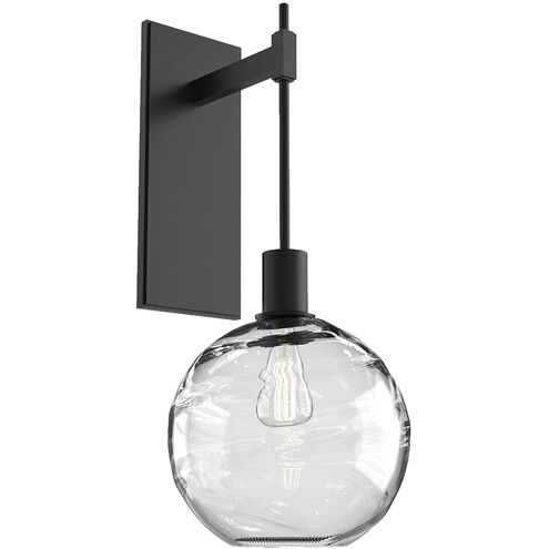 Optic Blown Glass 1 Light 9 inch Matte Black Indoor Sconce Wall Light in Terra Clear, Tempo