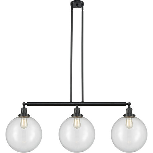 Franklin Restoration XX-Large Beacon 3 Light 44 inch Matte Black Island Light Ceiling Light in Clear Glass, Franklin Restoration