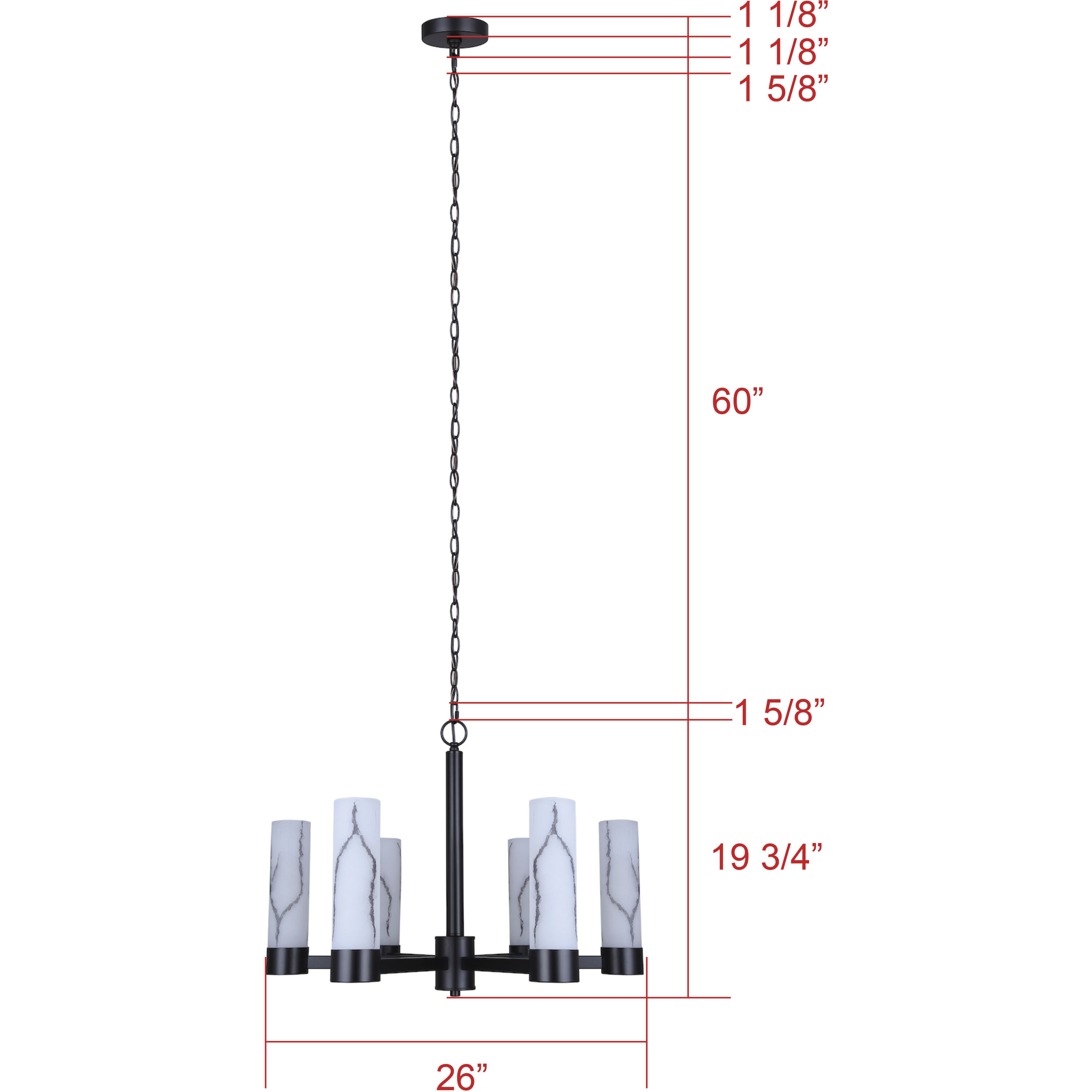 Kristella 6 Light 26 inch Matte Black Chandelier Ceiling Light
