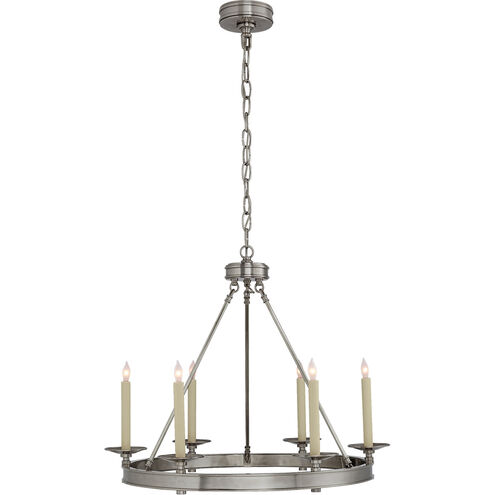 E. F. Chapman Launceton 6 Light 27 inch Antique Nickel Chandelier Ceiling Light, Small Ring