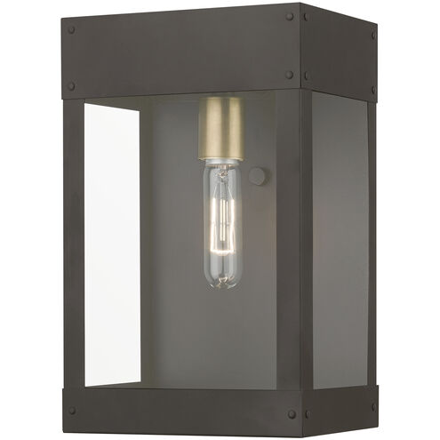 Barrett 1 Light 13 inch Bronze with Antique Brass Candle Outdoor Wall Lantern