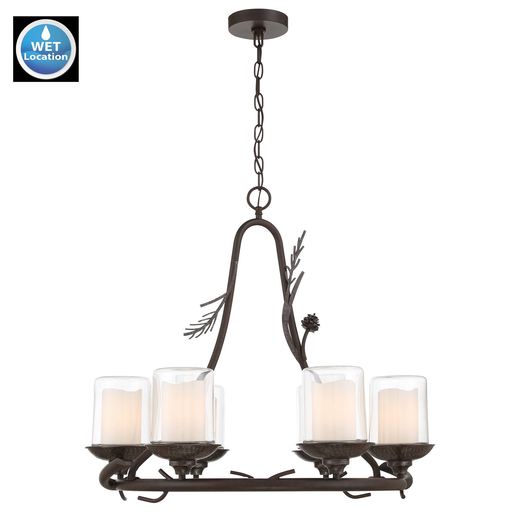 Ponderosa Ridge 4 Light 22 inch Weathered Spruce/Silver Highlights Chandelier Ceiling Light