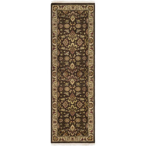 Dinar 96 X 30 inch Cream / Olive / Tan / Dark Brown Handmade Rug