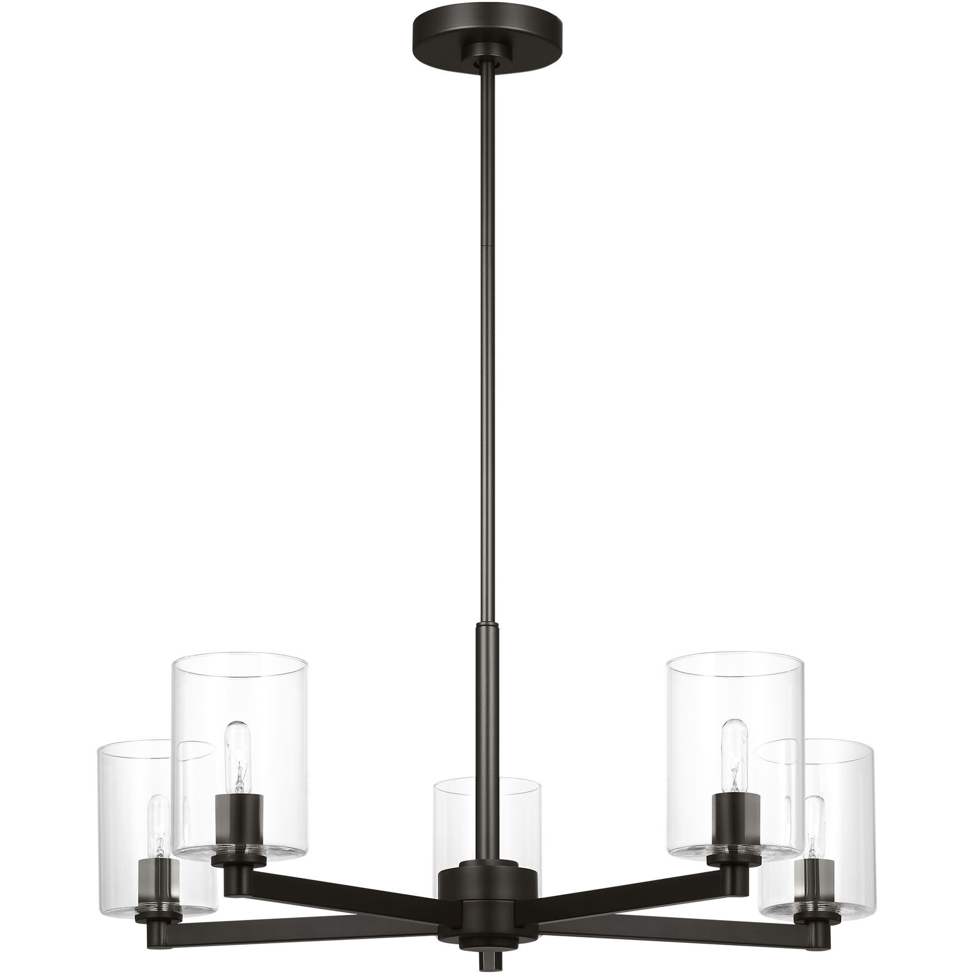 Fullton 5 Light 27.13 inch Midnight Black Chandelier Ceiling Light in Clear Glass