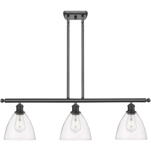 Ballston Ballston Dome 3 Light 36 inch Matte Black Island Light Ceiling Light in Clear Glass