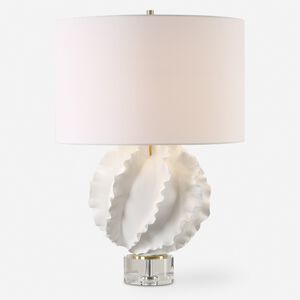 Saylor 27.5 inch 150.00 watt Satin White Glaze with Brass and Crystal Table Lamp Portable Light