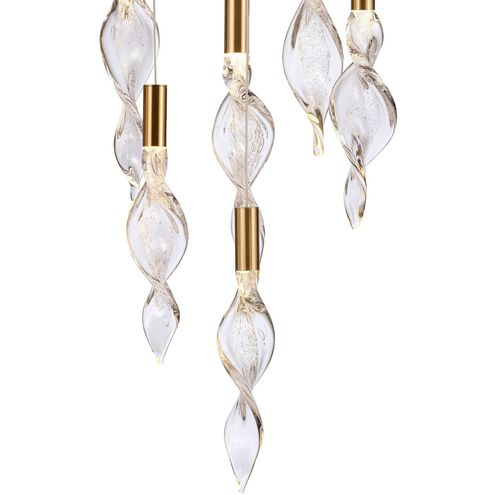 Aurora LED 16 inch Natural Brass Pendant Ceiling Light, Converts to Flush Mount