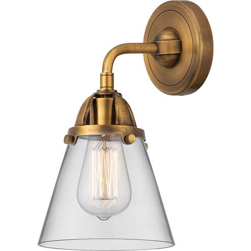 Nouveau 2 Small Cone LED 6.25 inch Brushed Brass Sconce Wall Light in Clear Glass