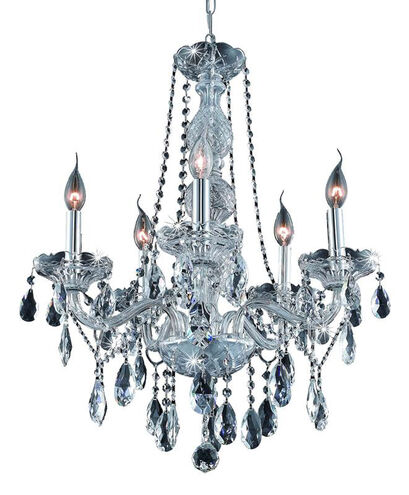 Verona 5 Light 21 inch Chrome Dining Chandelier Ceiling Light in Clear, Royal Cut