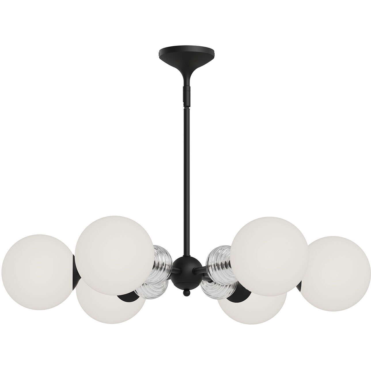 Alora Mood Celia 6 Light 30.25 inch Matte Black/Opal Glass Chandelier Ceiling Light