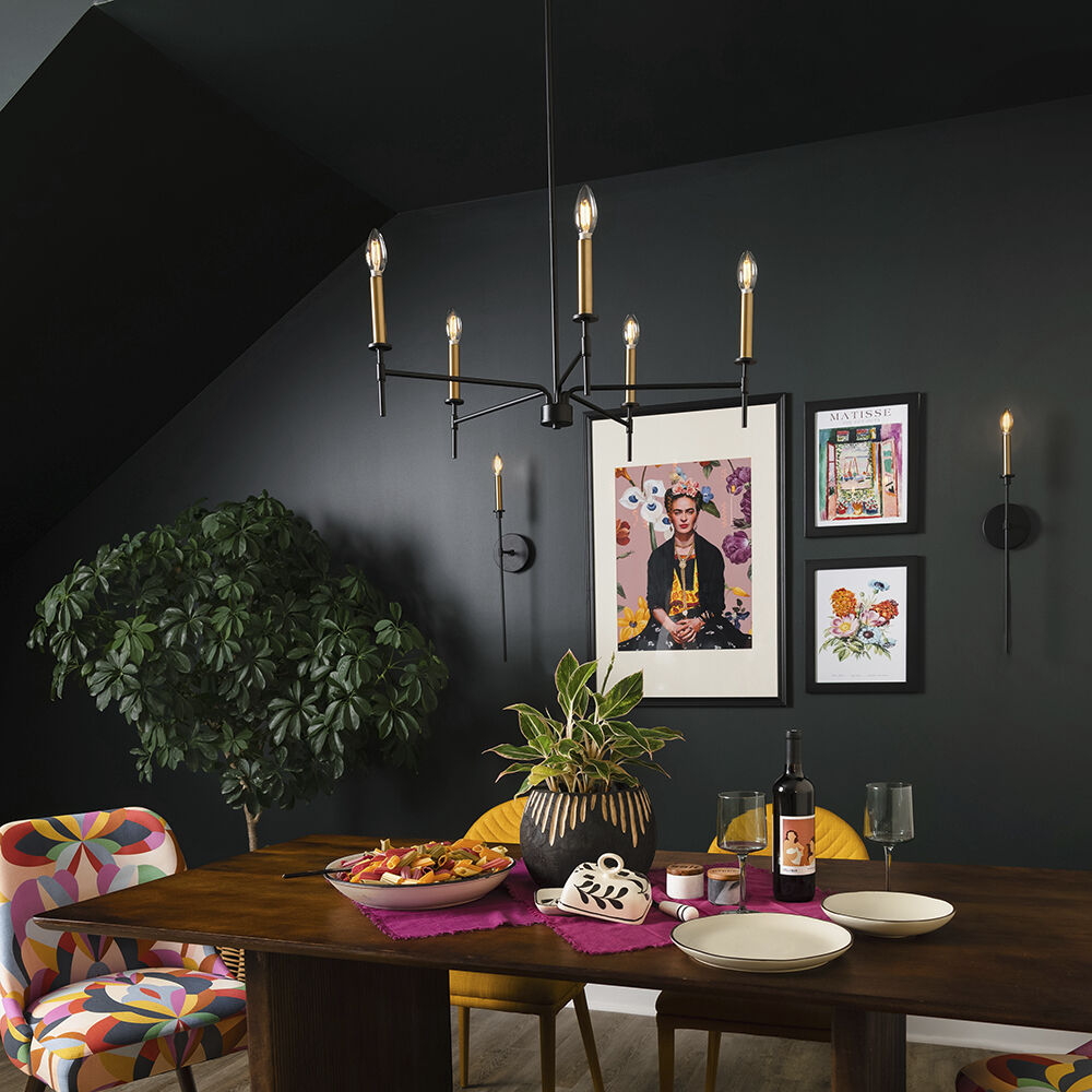 Hux LED 28 inch Black Chandelier Ceiling Light