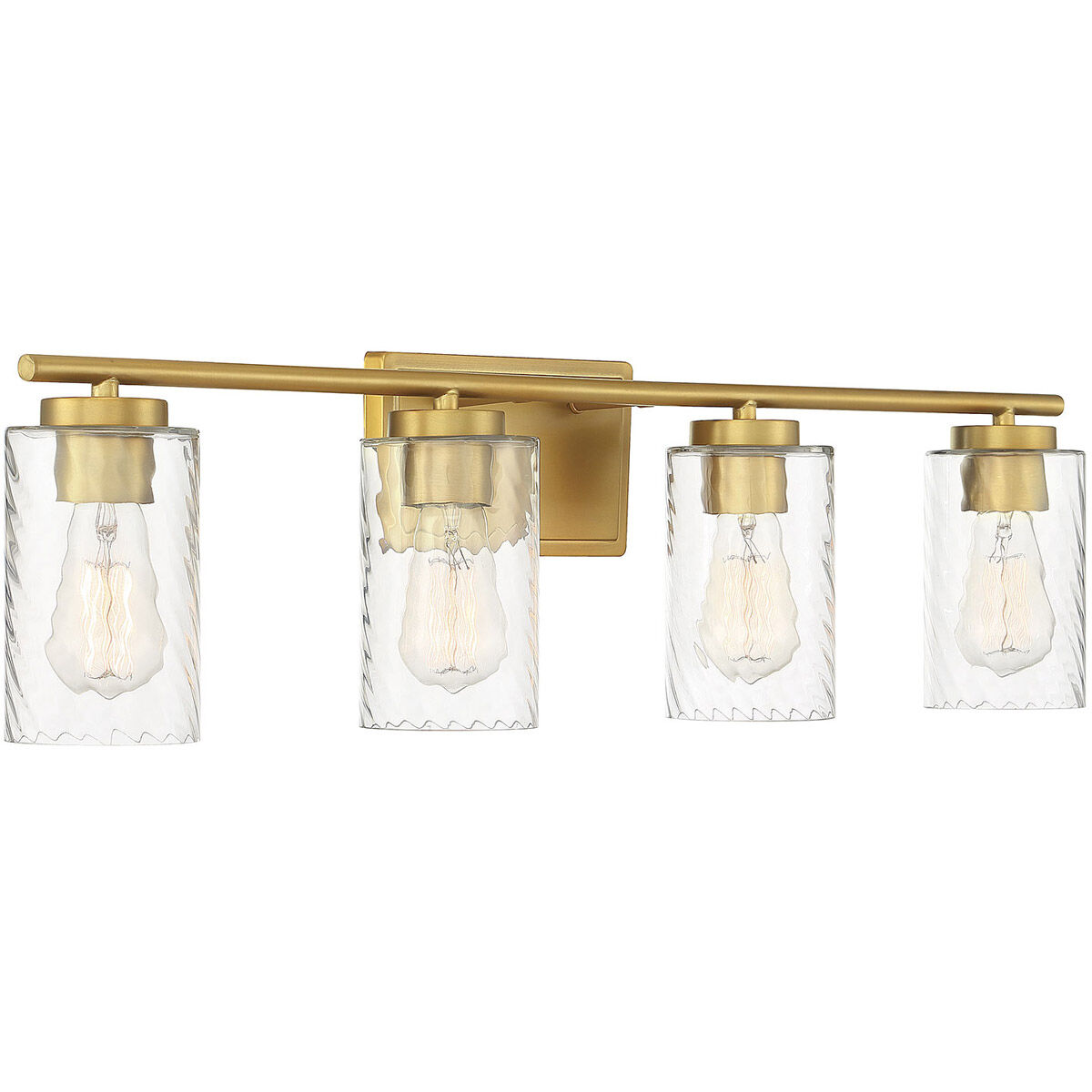 Transitional 4 Light 32 inch Natural Brass Bathroom Vanity Light Wall Light