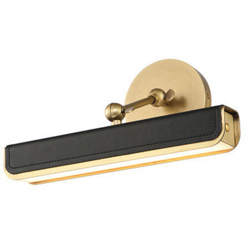 Valise Picture 11 watt 13.8 inch Vintage Brass and Tuxedo Leather Picture Light Wall Light