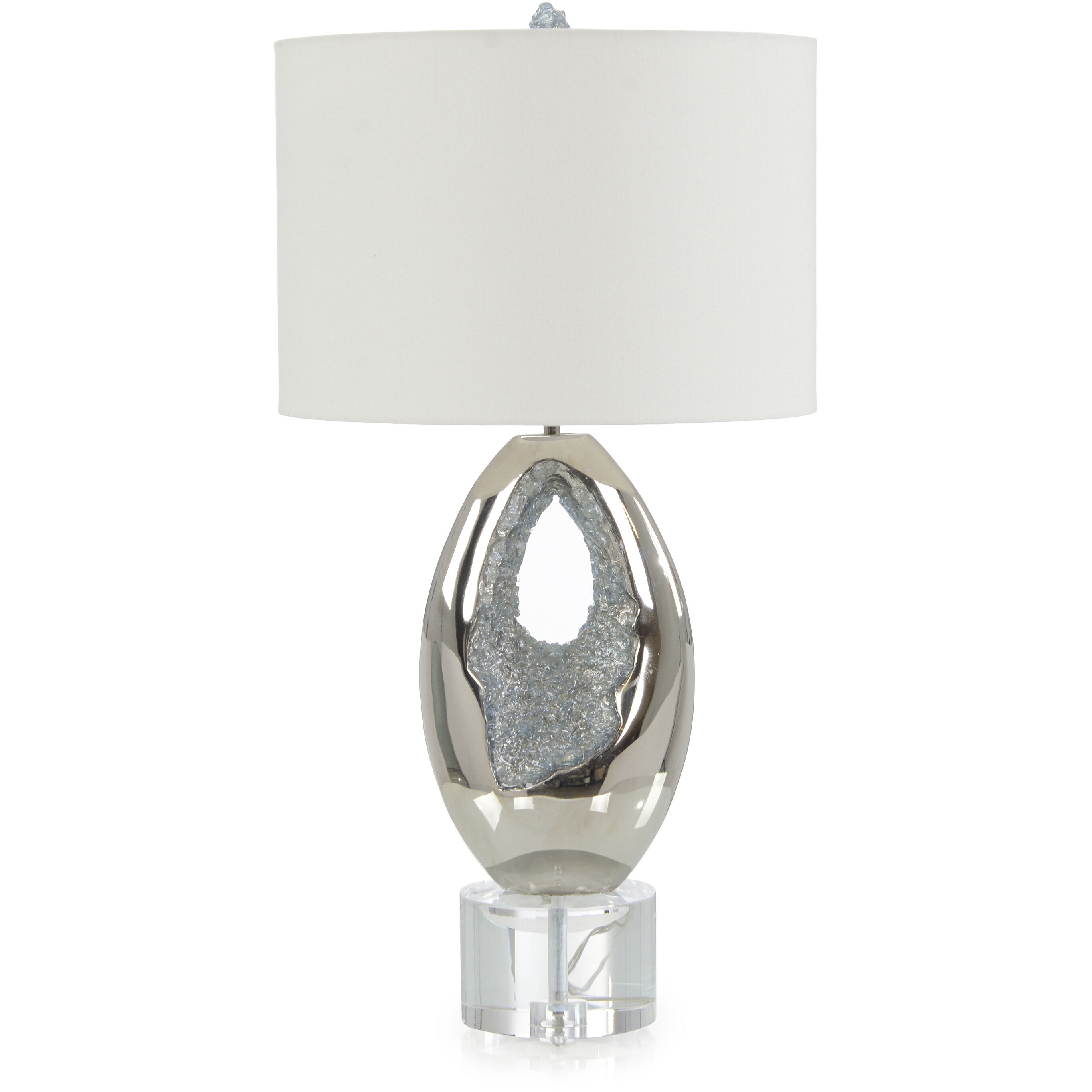 Leah Polished Nickel and Sea Blue Table Lamp Portable Light