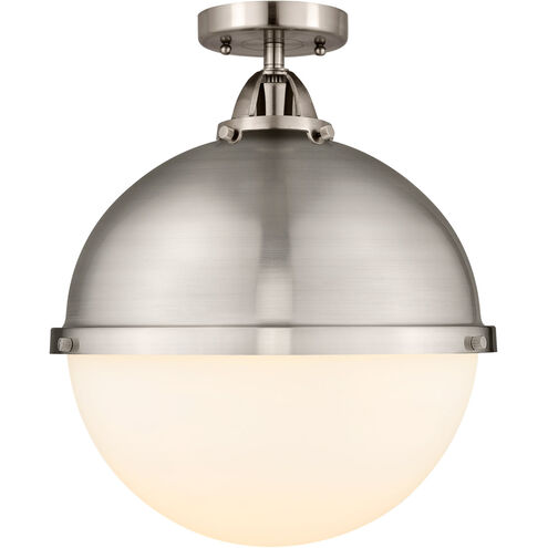 Nouveau 2 Hampden LED 12.88 inch Brushed Satin Nickel Semi-Flush Mount Ceiling Light in Matte White Glass