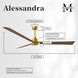 Atlas Alessandra 72 inch Brushed Brass with Walnut Tone Blades Ceiling Fan