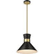 Soriano 1 Light 13.25 inch Matte Black and Heritage Brass Pendant Ceiling Light