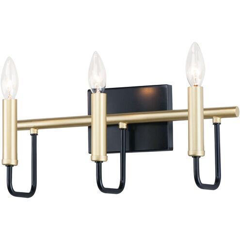 Sullivan 3 Light 16 inch Black/Gold Bath Vanity Wall Light