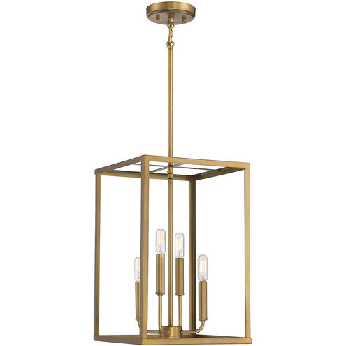 Traditional 4 Light 12 inch Natural Brass Pendant Ceiling Light