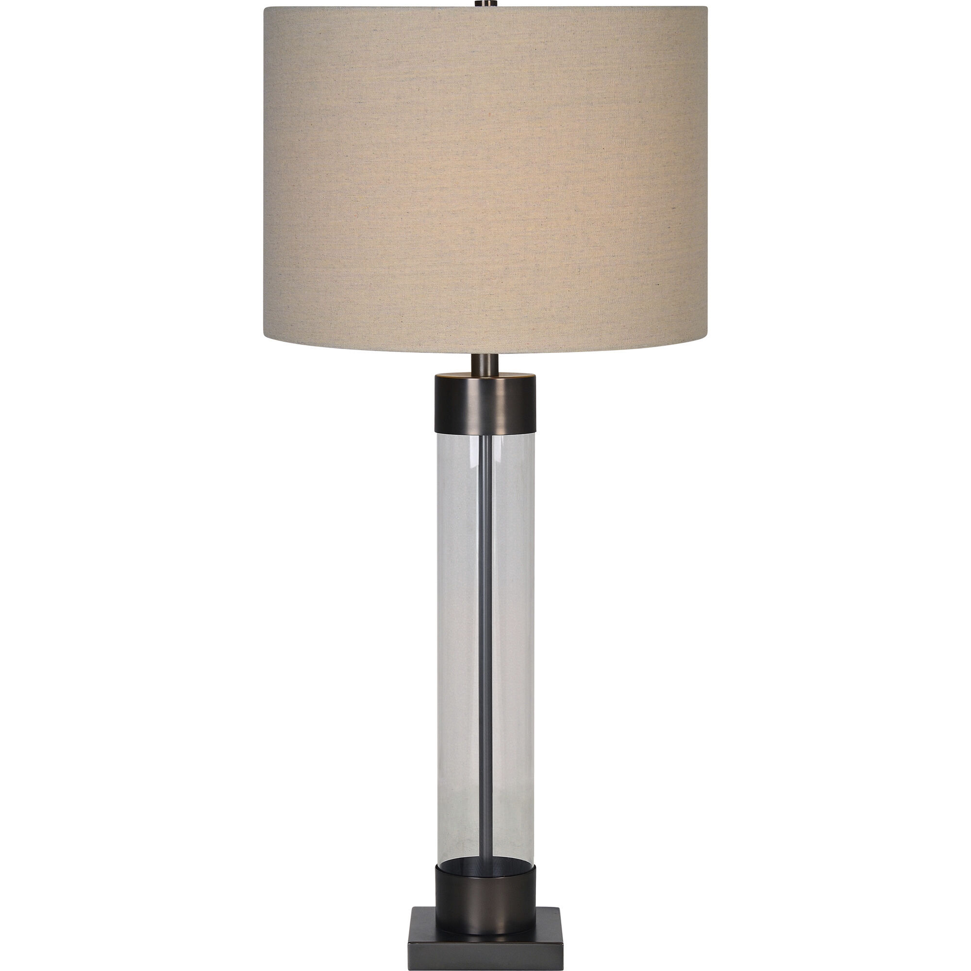 Meredith 33.25 inch 100 watt Clear and Bronze Table Lamp Portable Light