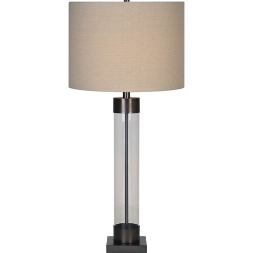 Meredith 33.25 inch 100 watt Clear and Bronze Table Lamp Portable Light