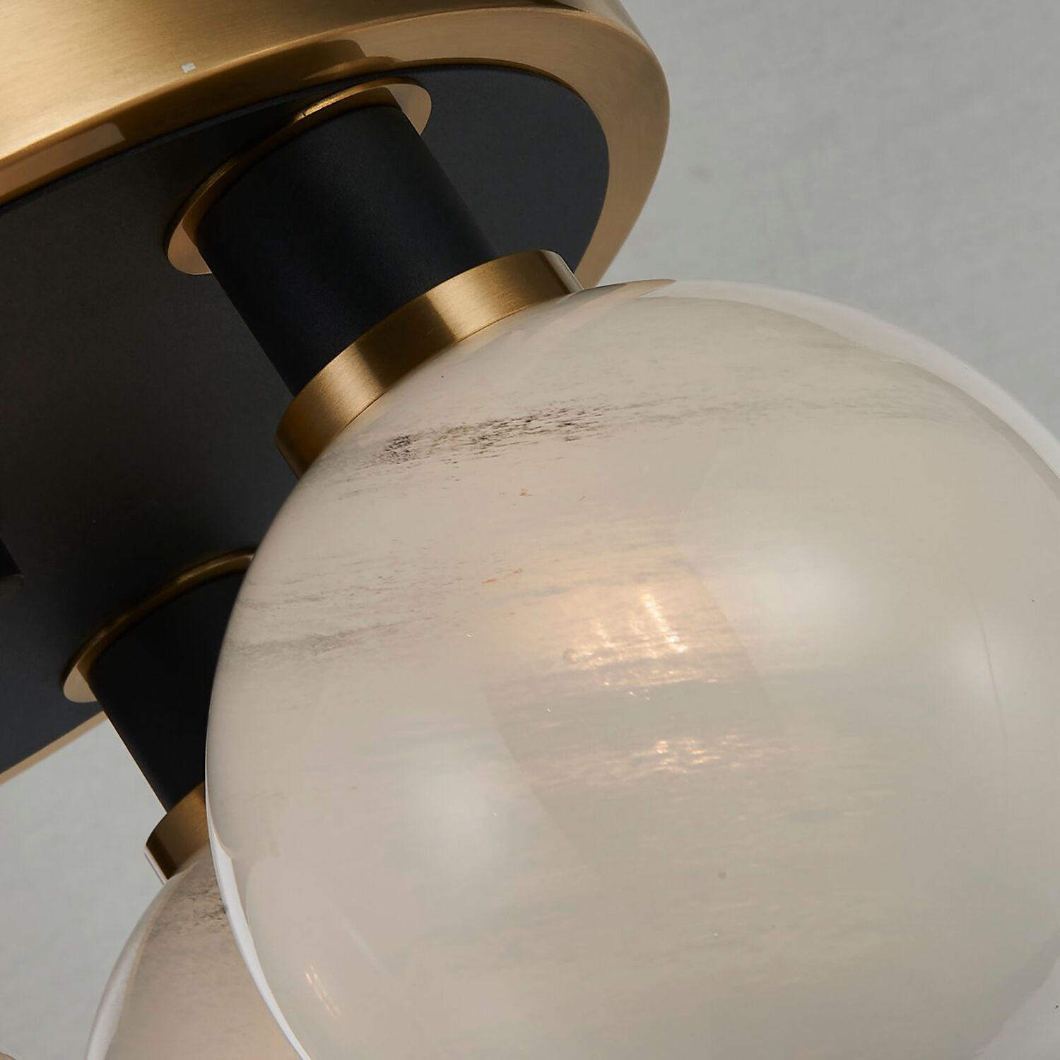 Gem LED 14.5 inch Black and Brushed Brass Semi-Flush Mount Ceiling Light in Glossy Textured White