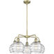 Athens Deco Swirl 5 Light 26 inch Antique Brass Chandelier Ceiling Light in Clear Deco Swirl