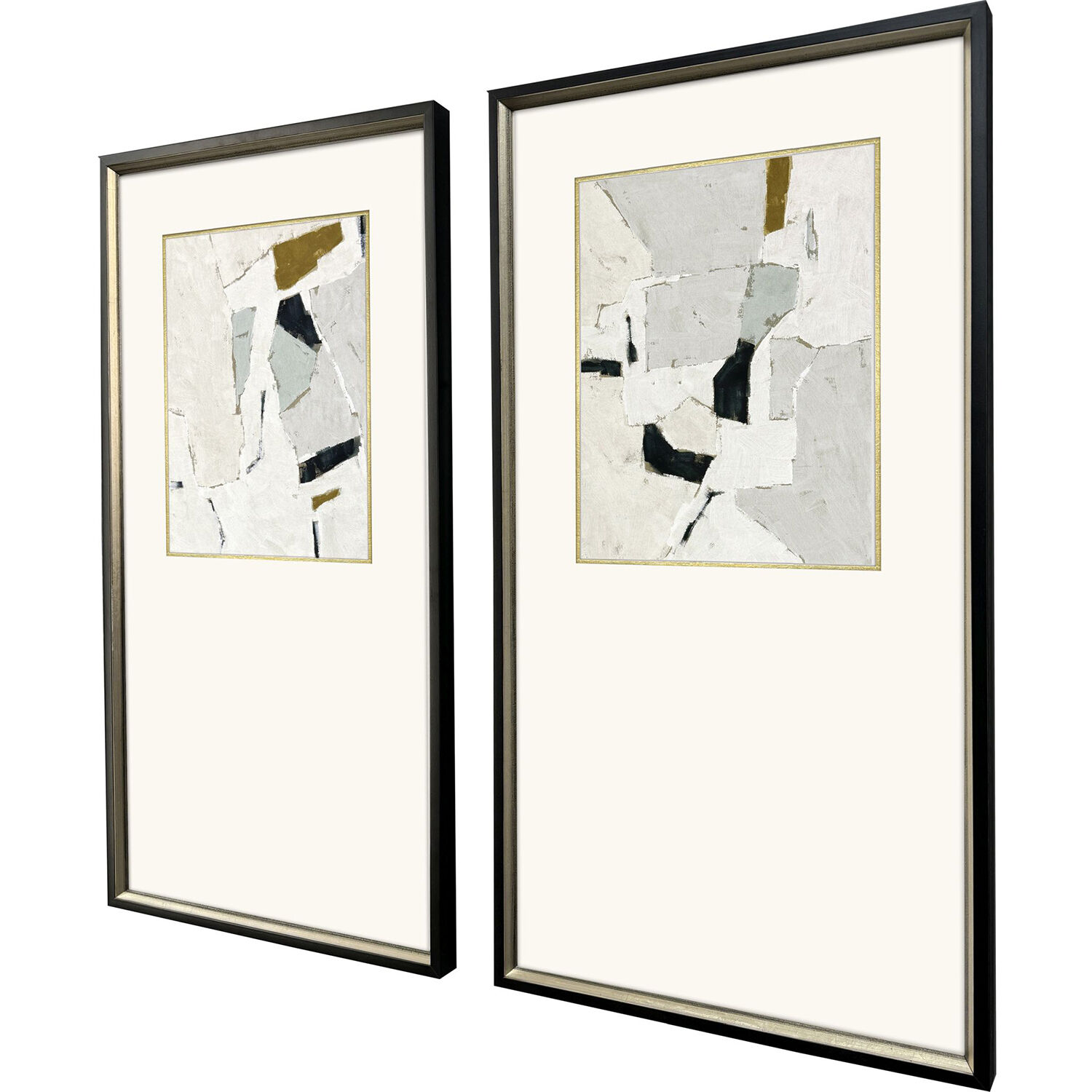 Zen Interactions Gray and Blue and Green and Multi Framed Art