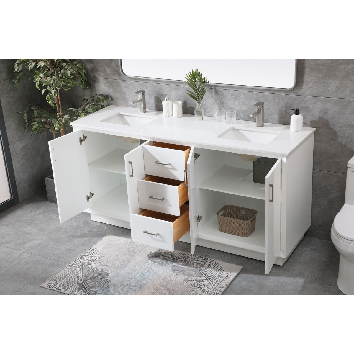 Hayes 72 X 22 X 35 inch White Vanity Sink Set