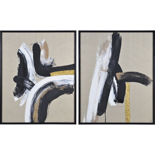 Ilya Black/Gold/White Canvas Art, 2 Piece