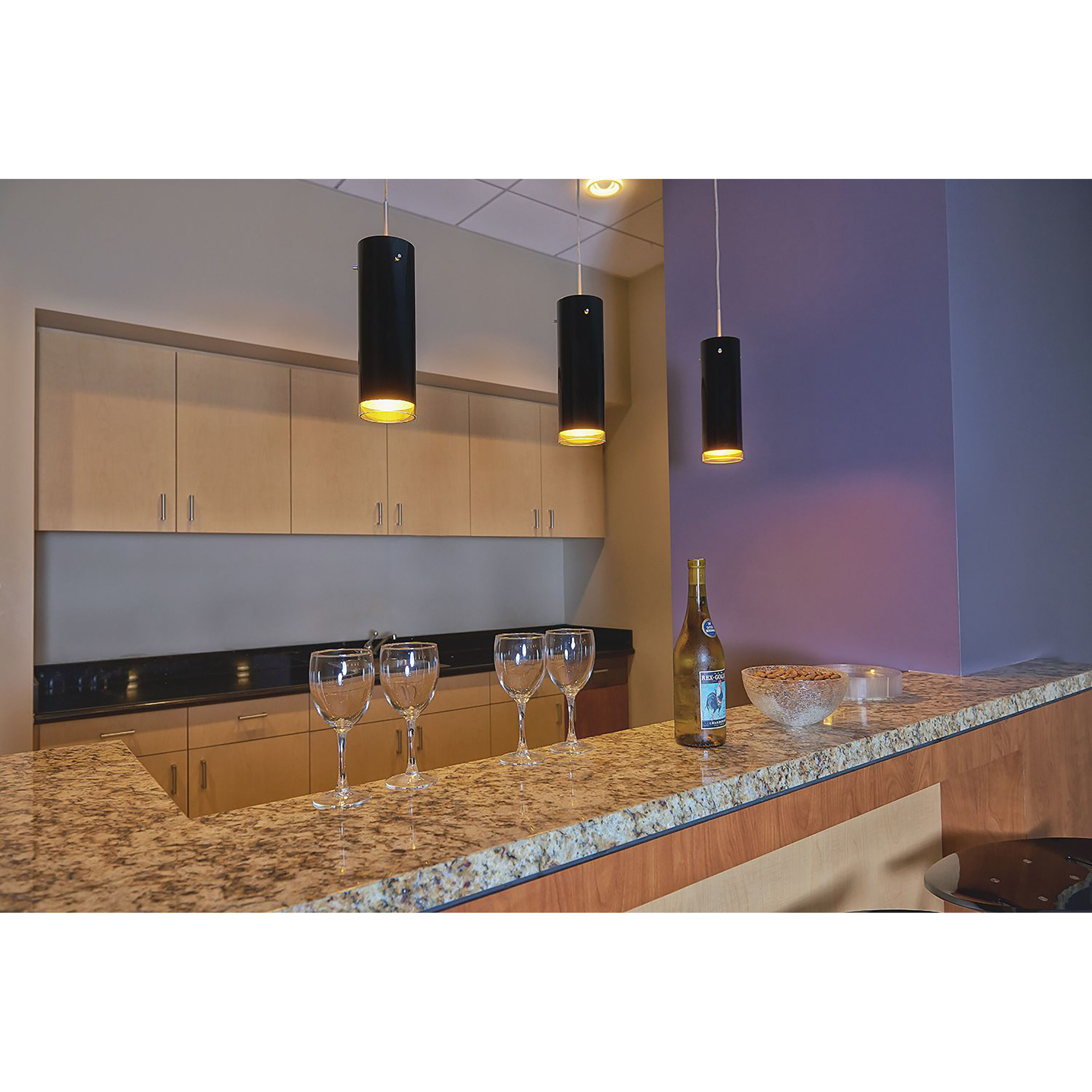 Cyrus LED 4 inch Chrome Pendant Ceiling Light in Chrome/Black, Black Outer/Gold Inner Glass