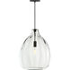 Harper LED 16 inch Black Pendant Ceiling Light in LED 90 CRI 2700K, Clear Glass