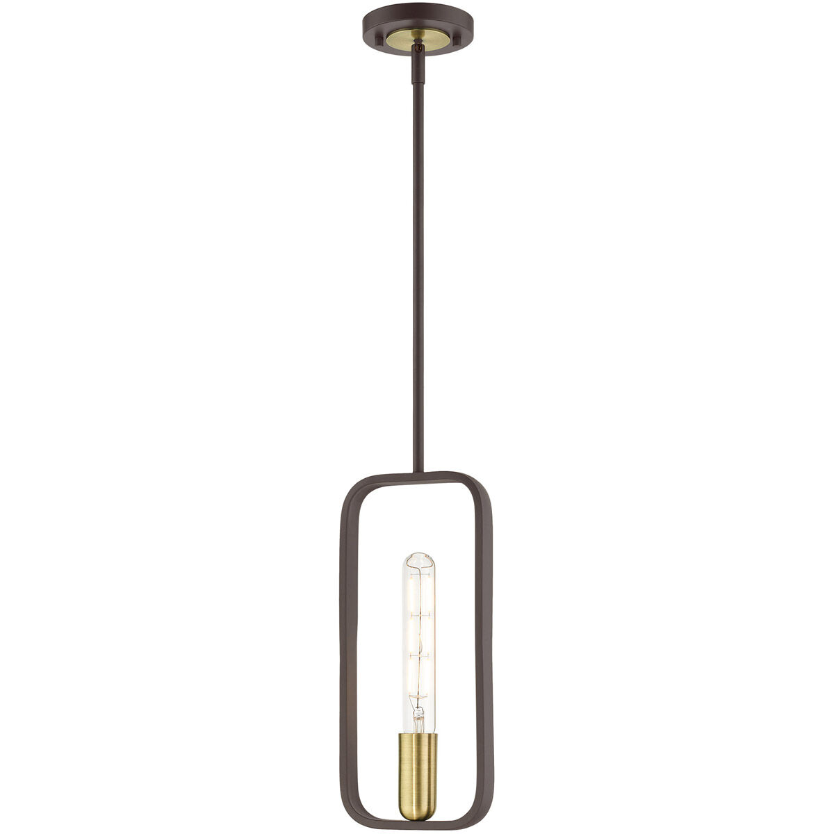 Bergamo 1 Light 5 inch Bronze with Antique Brass Accents Pendant Ceiling Light