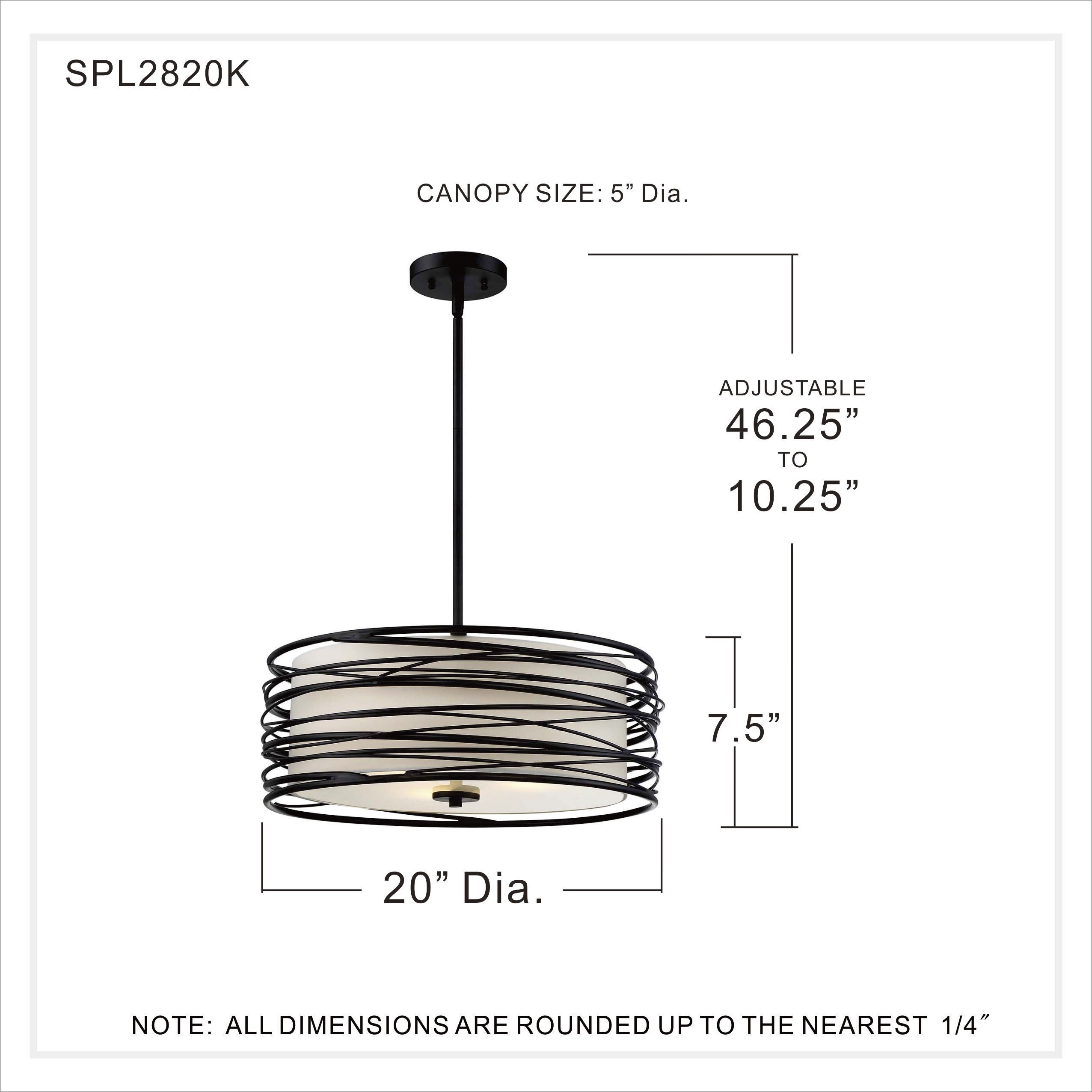 Spiral 3 Light 20 inch Mystic Black Pendant Ceiling Light